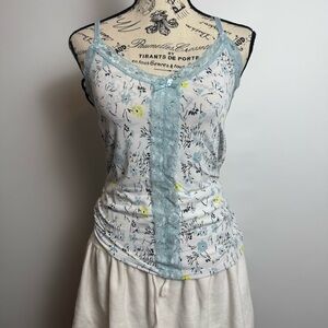 Nanette Lepore Blue Floral Tank Top